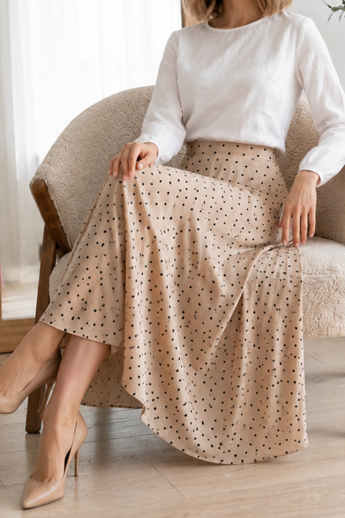 Polka Dot Chiffon Hijab Skirt