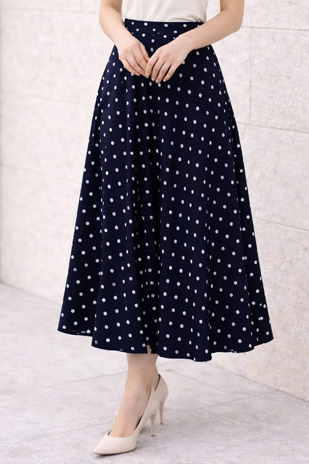 Polka Dot Chiffon Hijab Skirt-detail