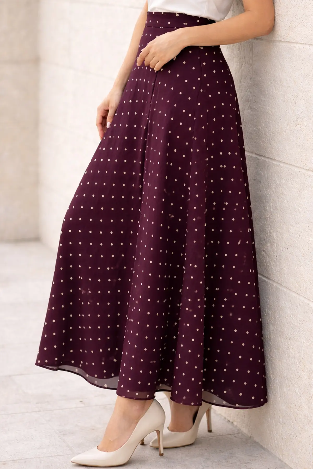 Polka Dot Chiffon Hijab Skirt-detail