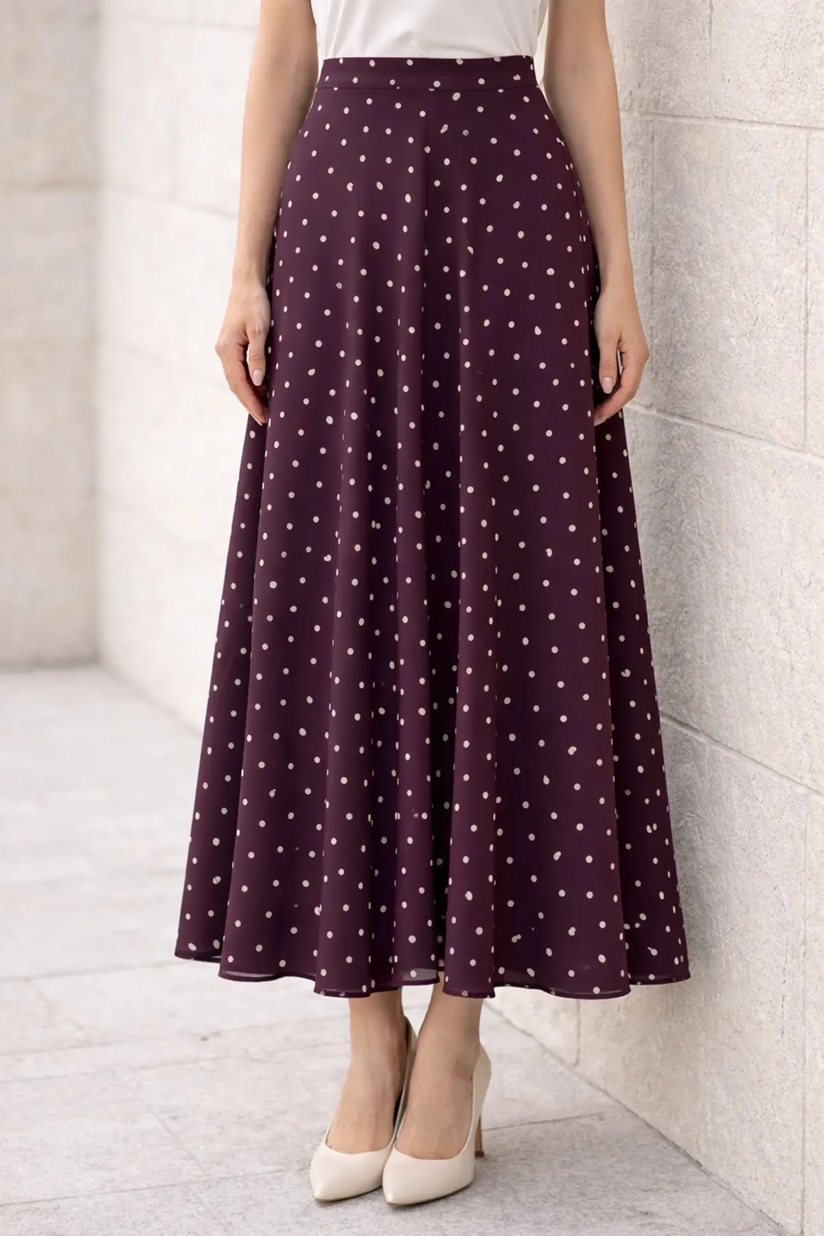 Polka Dot Chiffon Hijab Skirt-detail