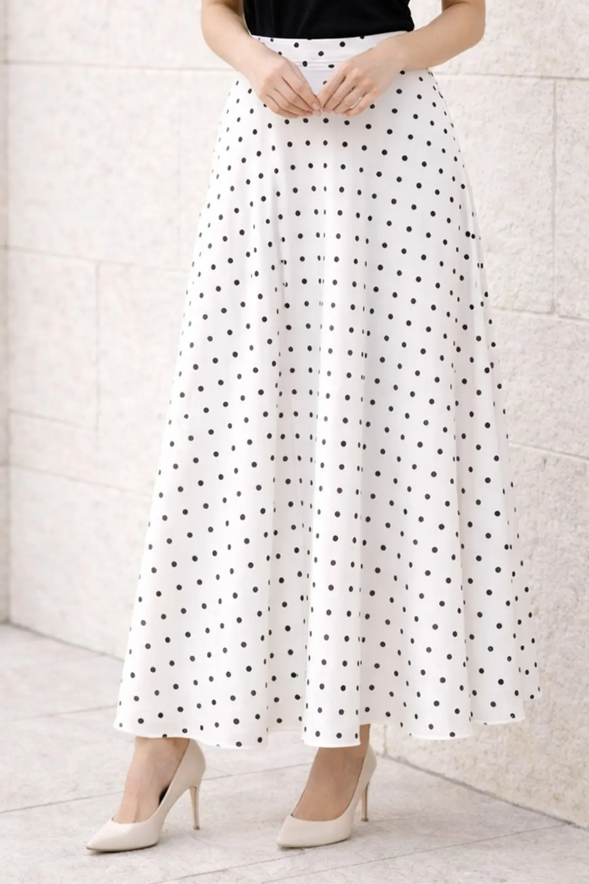 Polka Dot Chiffon Hijab Skirt-detail