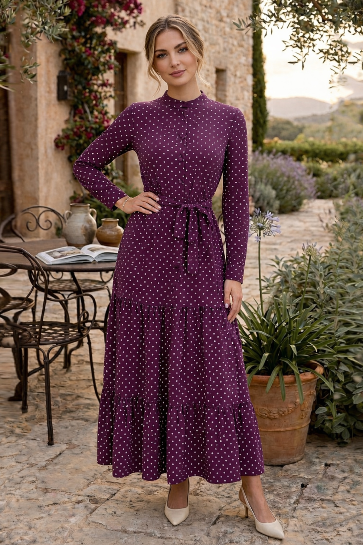 Polka Dot Patterned Hijab Dress