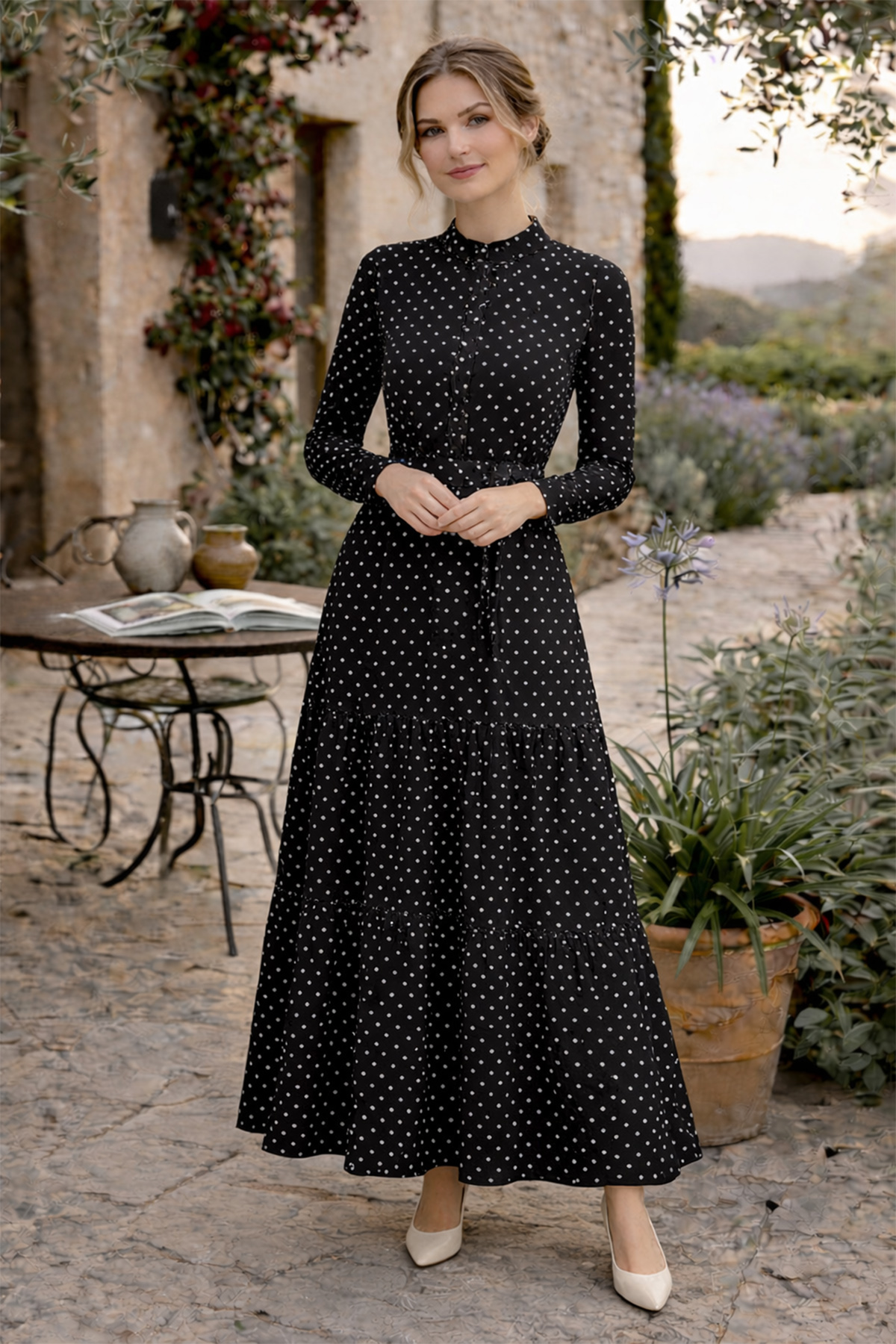 Polka Dot Patterned Hijab Dress