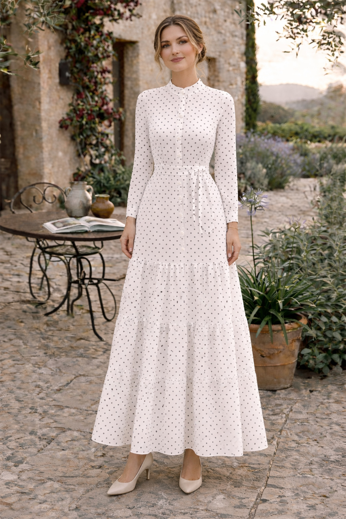 Polka Dot Patterned Hijab Dress