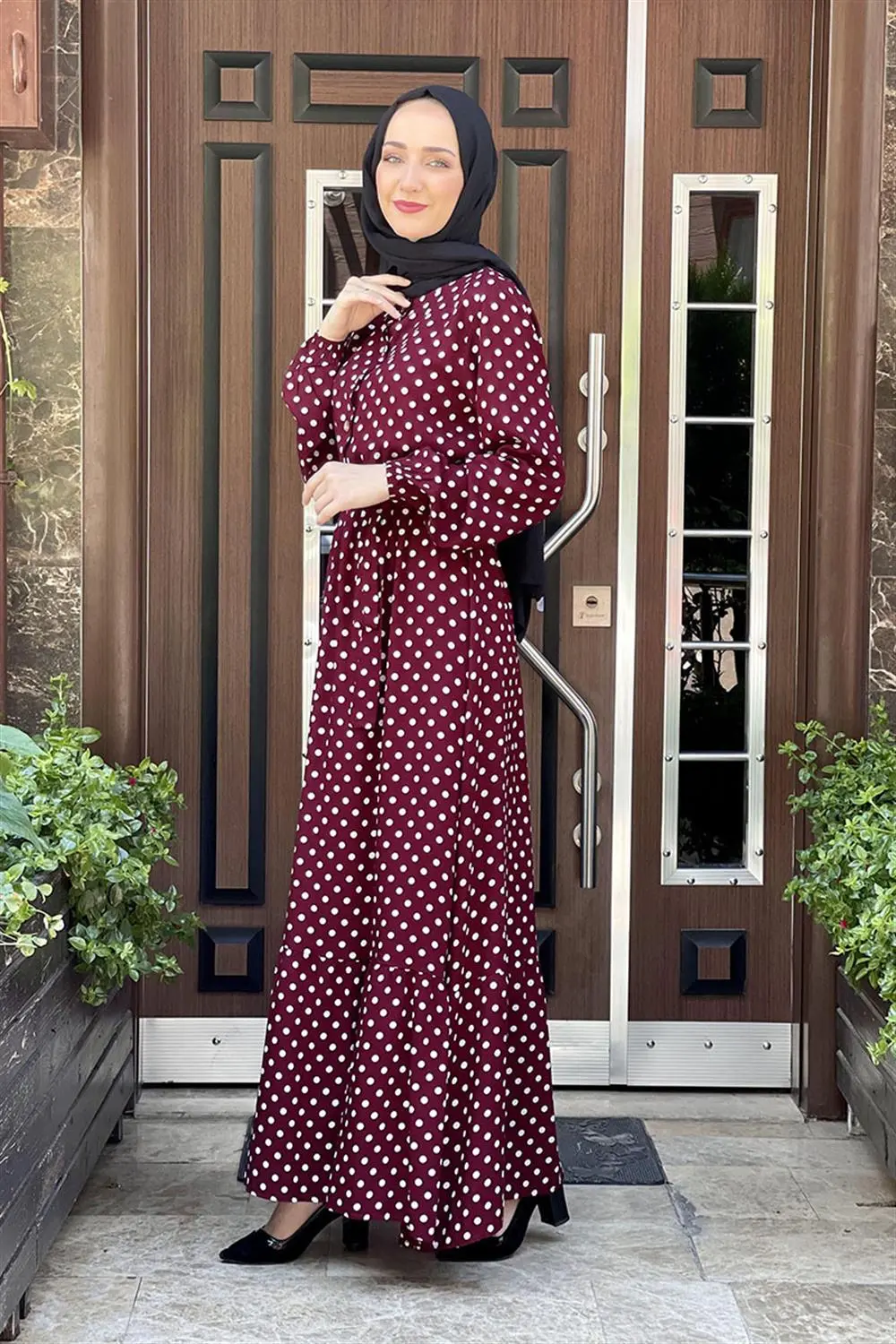 Polka Dot Patterned Viscose Dress-detail