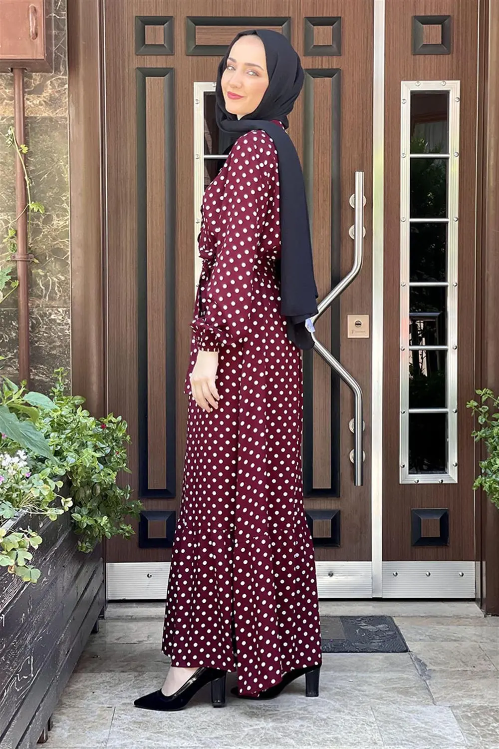 Polka Dot Patterned Viscose Dress-detail