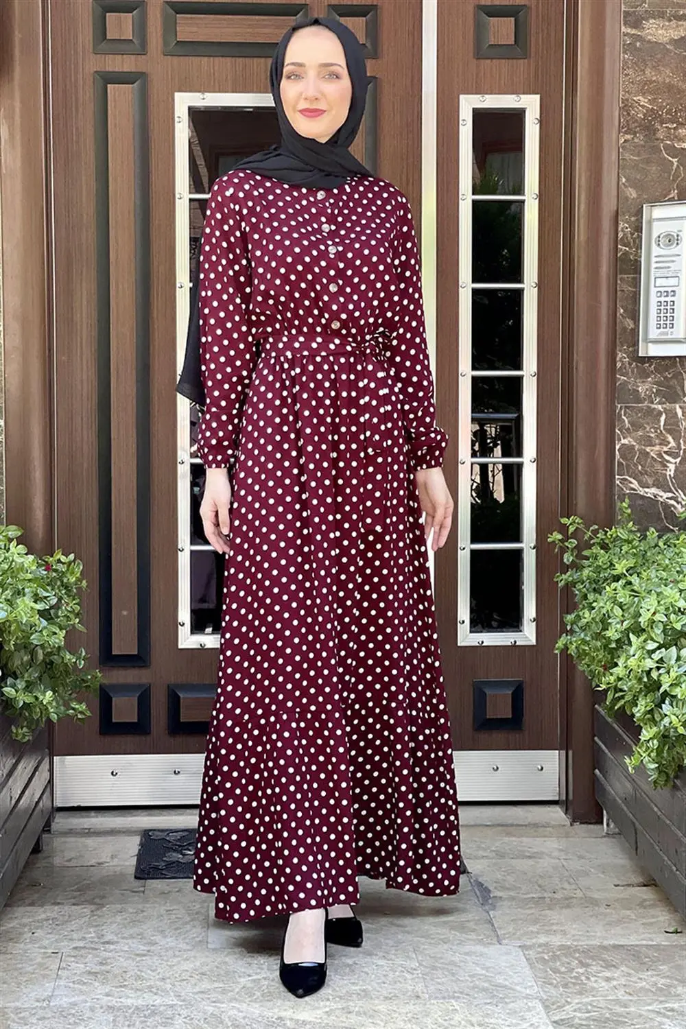 Polka Dot Patterned Viscose Dress-detail