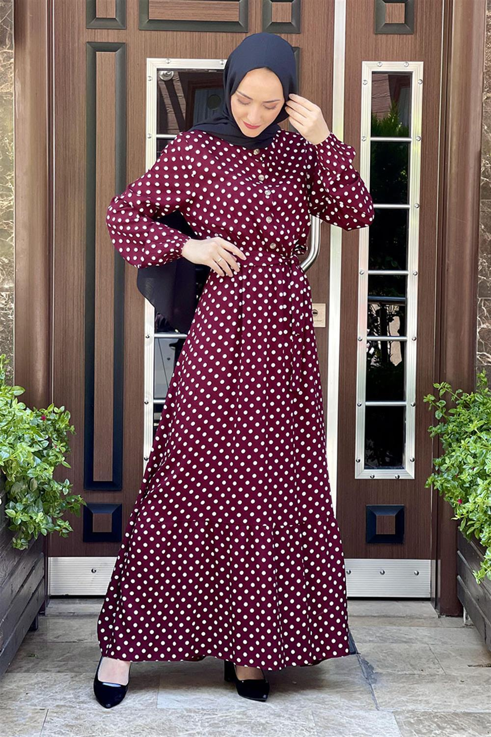 Polka Dot Patterned Viscose Dress