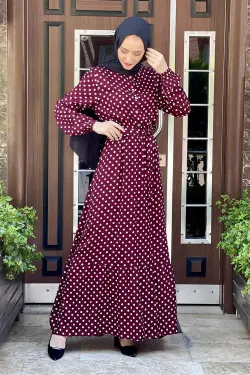 Polka Dot Patterned Viscose Dress
