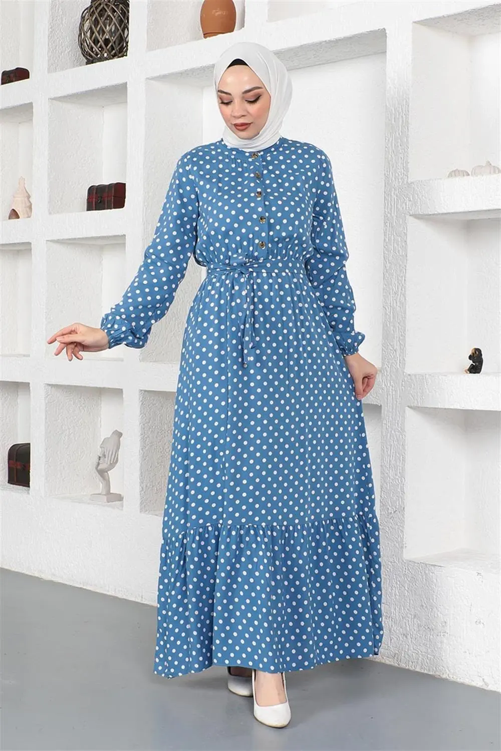 Polka Dot Patterned Viscose Dress-detail