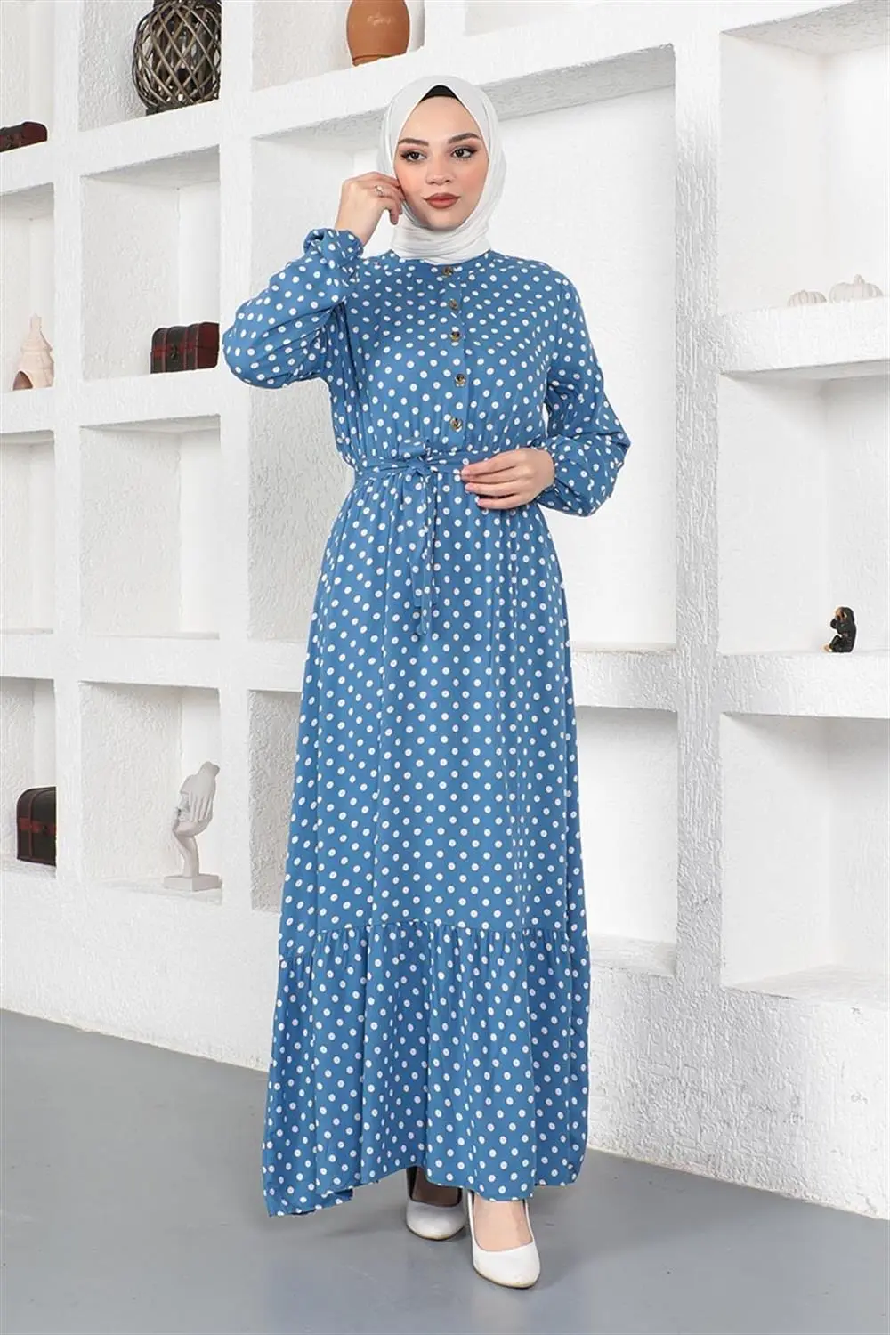 Polka Dot Patterned Viscose Dress-detail