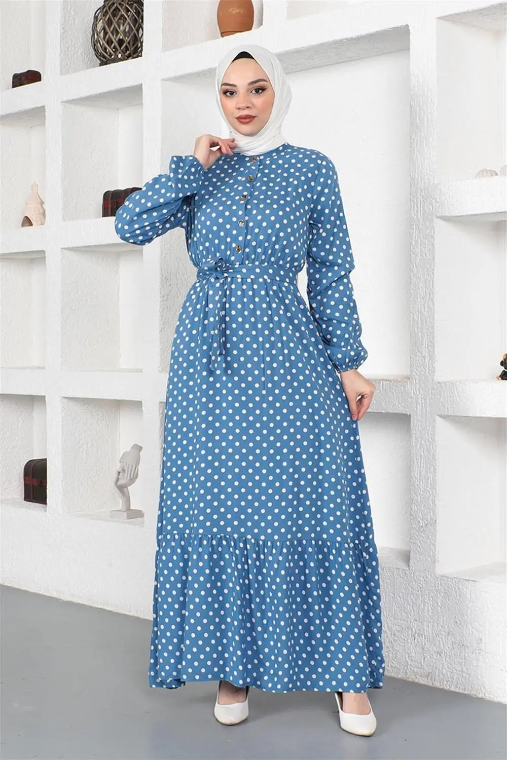 Polka Dot Patterned Viscose Dress-detail