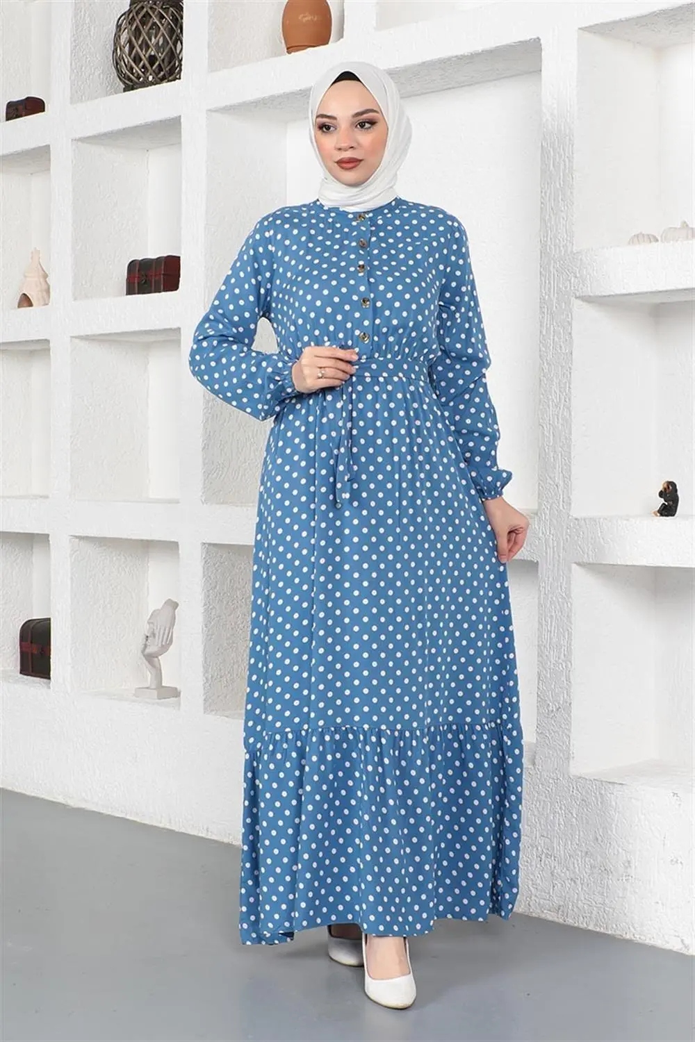 Polka Dot Patterned Viscose Dress-detail