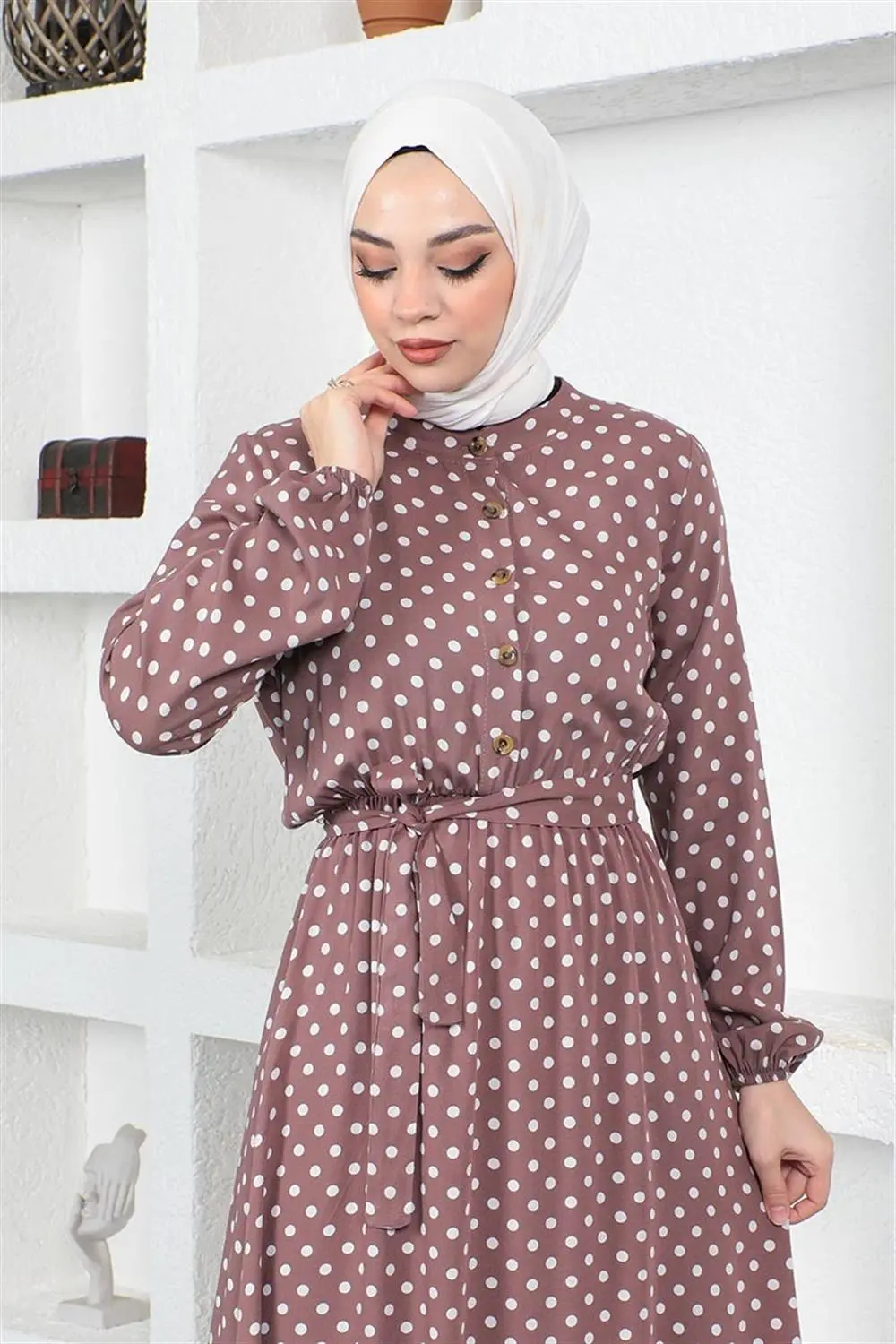 Polka Dot Patterned Viscose Dress-detail