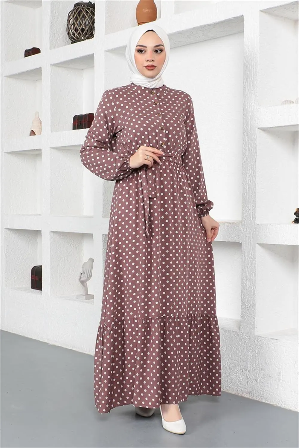 Polka Dot Patterned Viscose Dress-detail