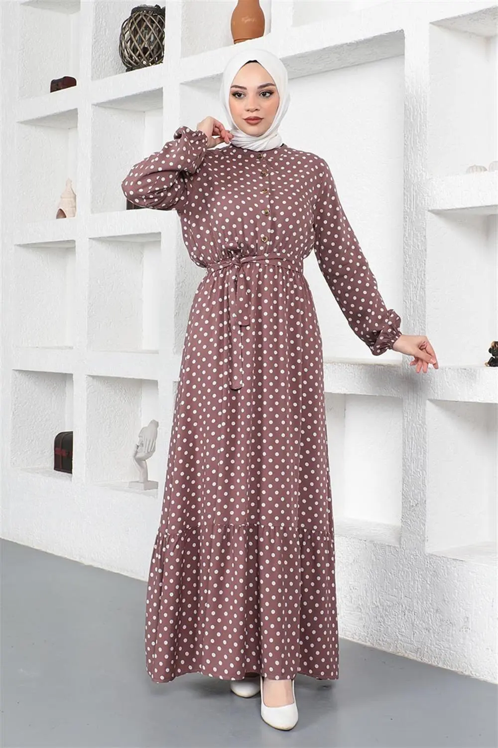 Polka Dot Patterned Viscose Dress-detail