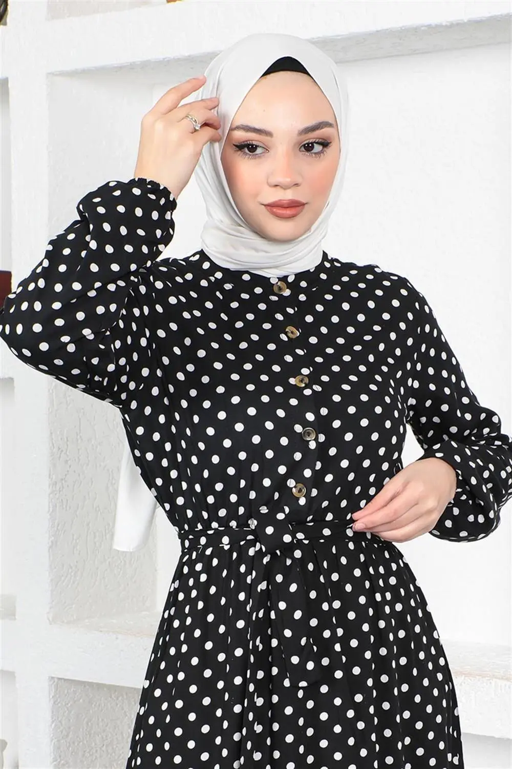 Polka Dot Patterned Viscose Dress-detail