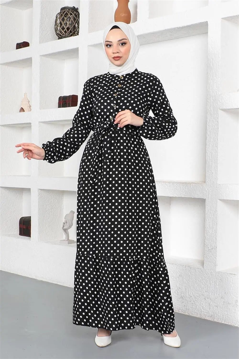 Polka Dot Patterned Viscose Dress-detail