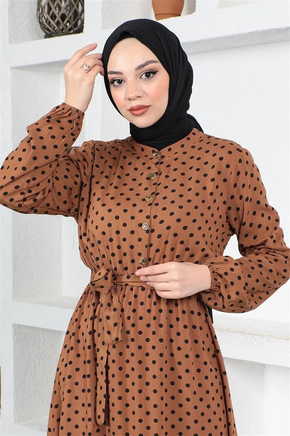 Polka Dot Patterned Viscose Dress-detail