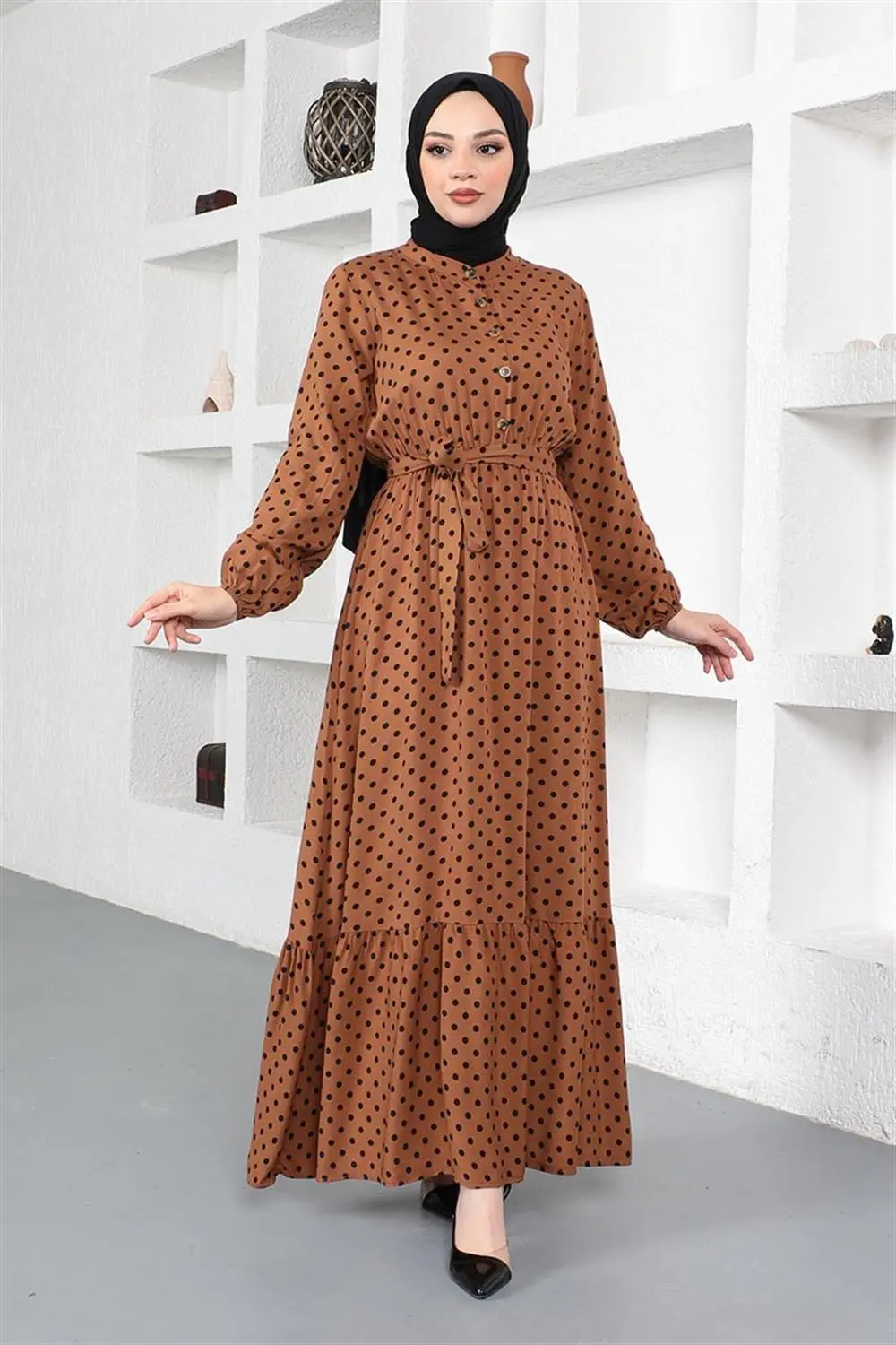 Polka Dot Patterned Viscose Dress-detail