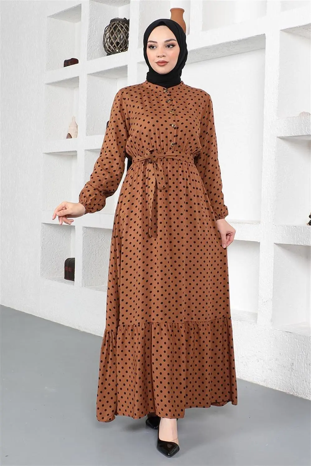 Polka Dot Patterned Viscose Dress-detail