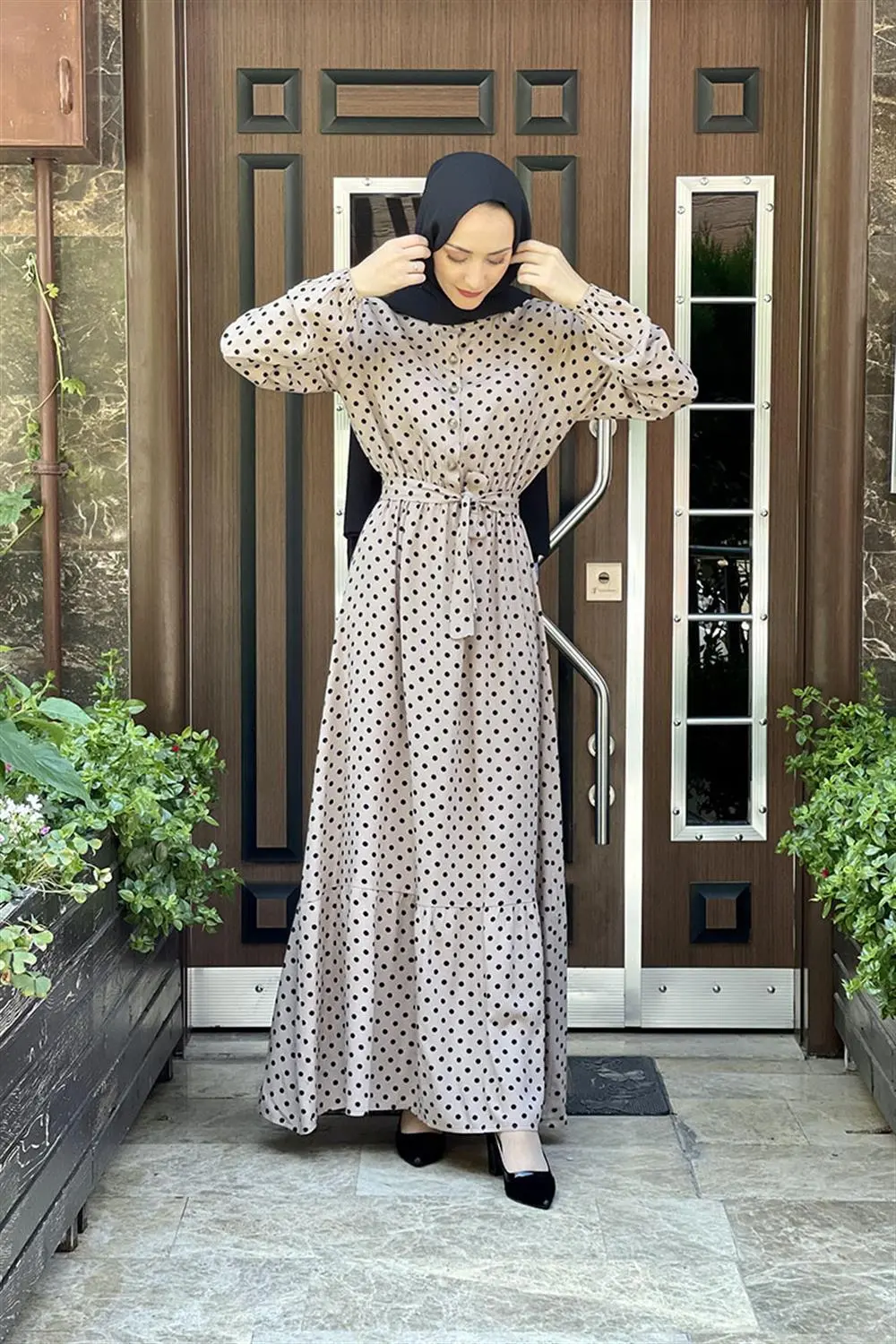 Polka Dot Patterned Viscose Dress-detail