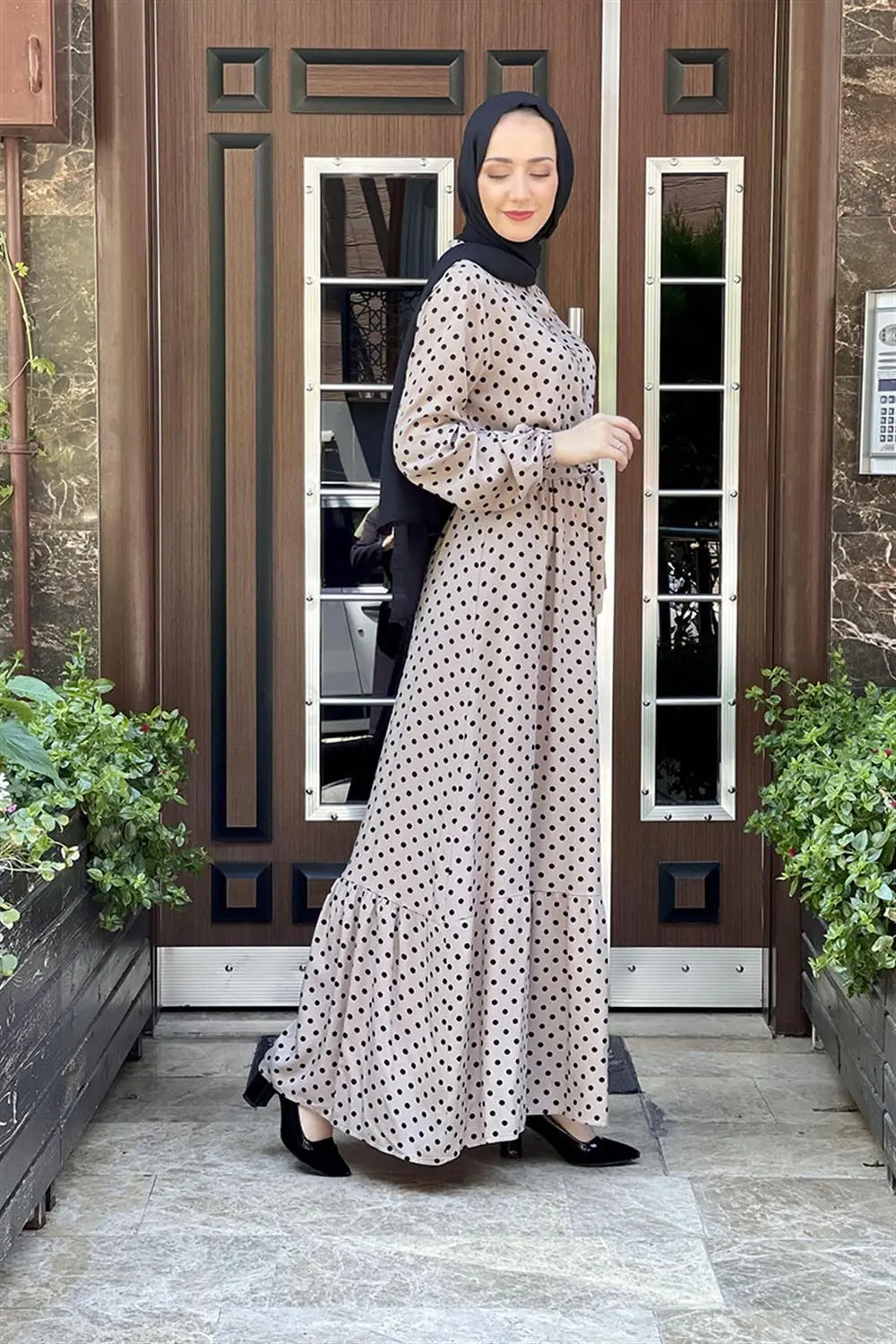 Polka Dot Patterned Viscose Dress-detail