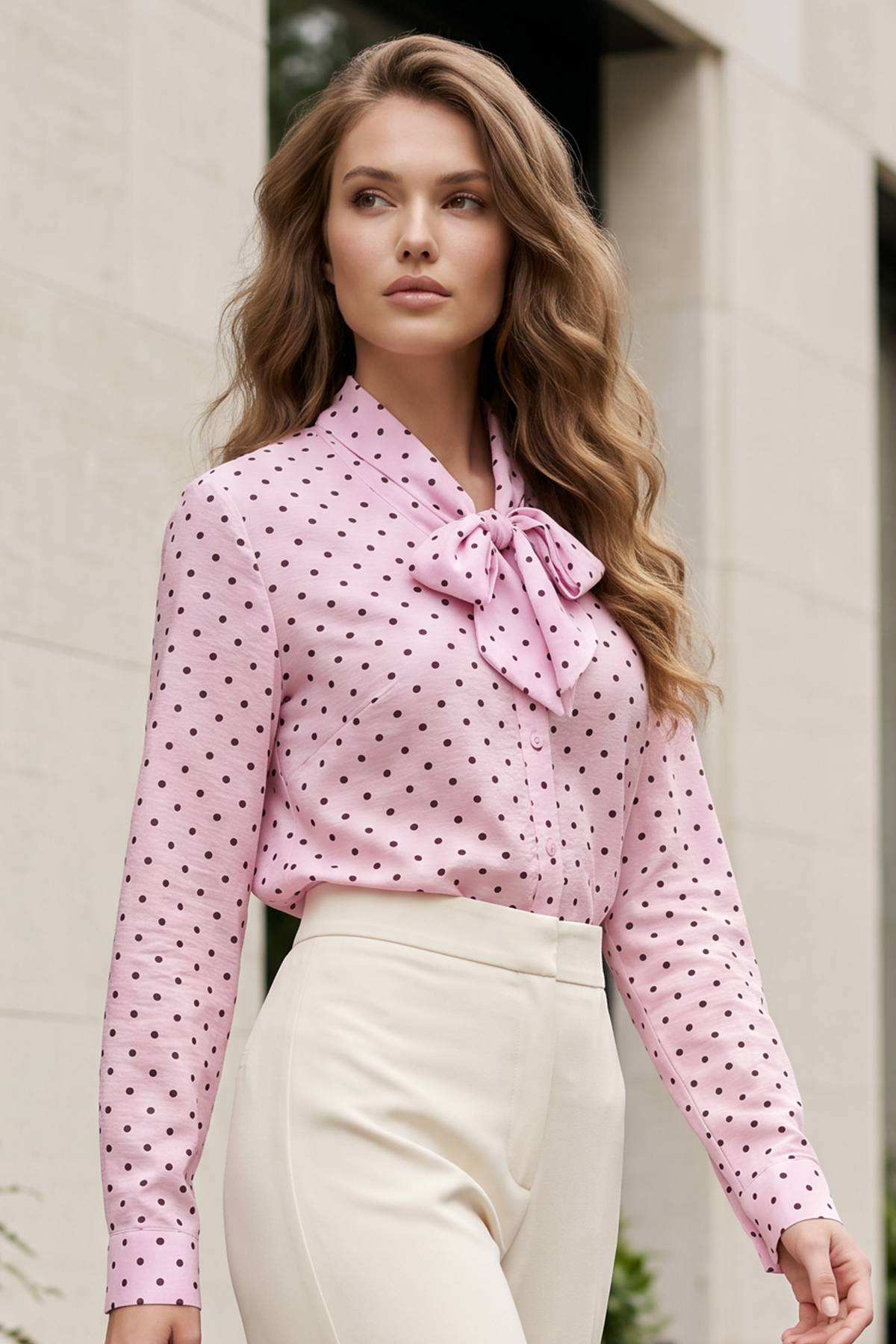 Polka Dot Shirt With Scarf