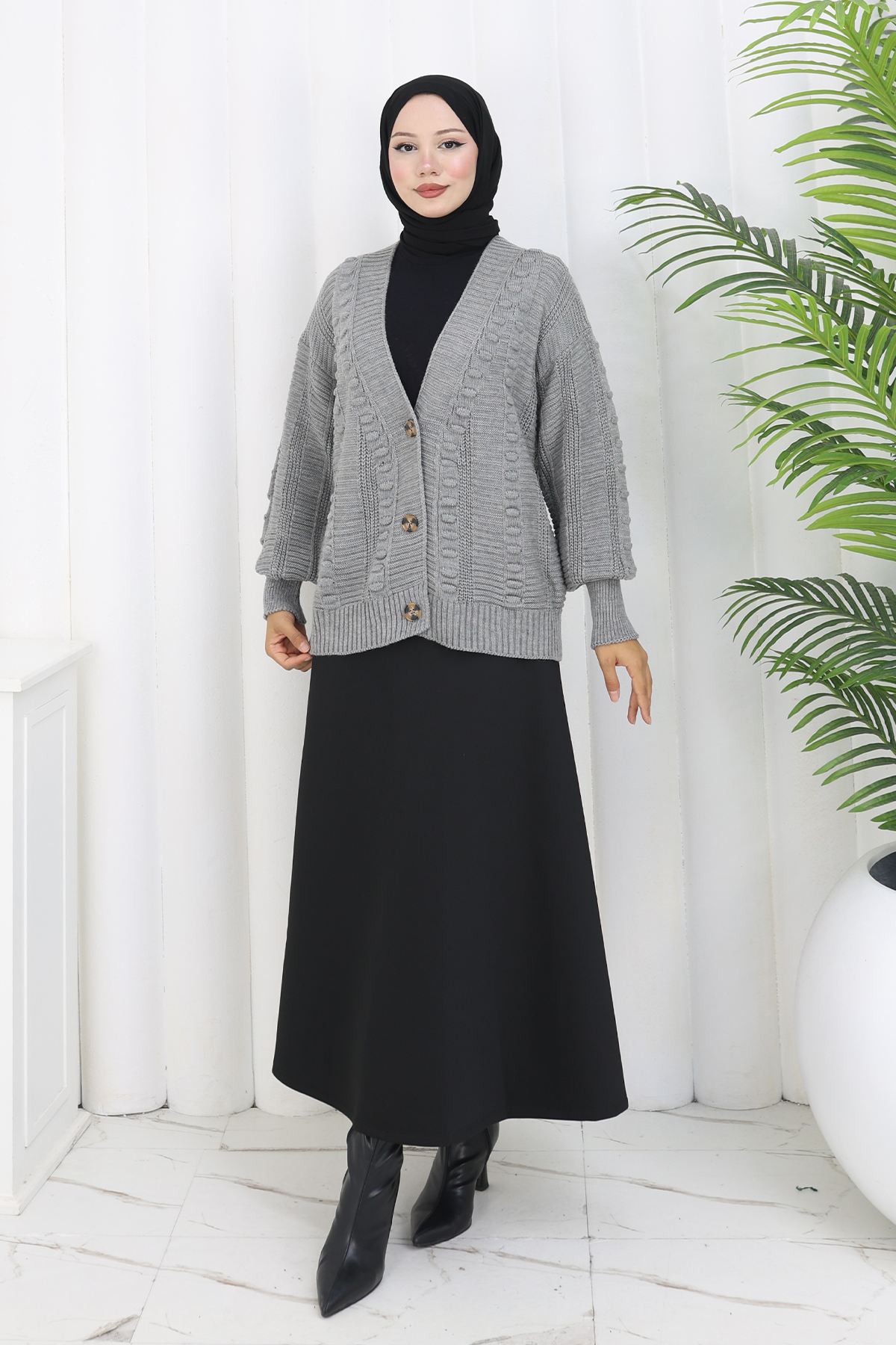 Pompom Knitted Cardigan