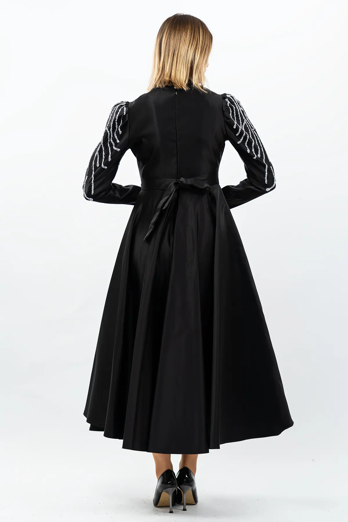 Princess Model Evening Dress Black With Stone Detail-detail