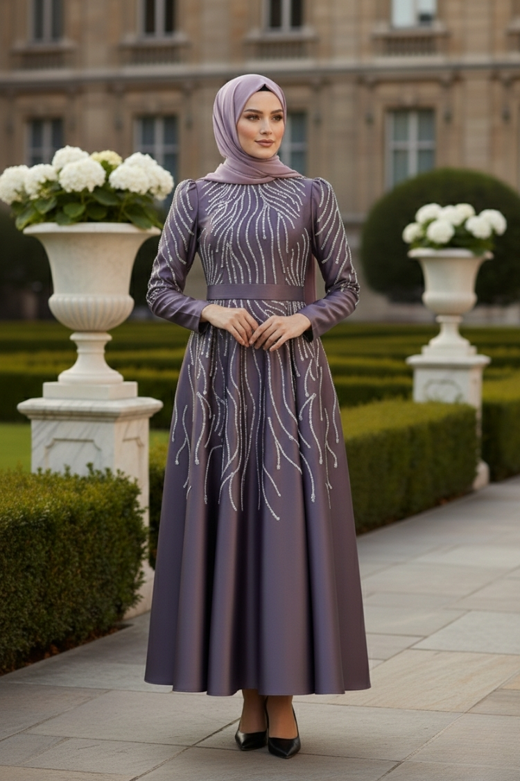 Princess Model Evening Dress Lila With Stone Detail