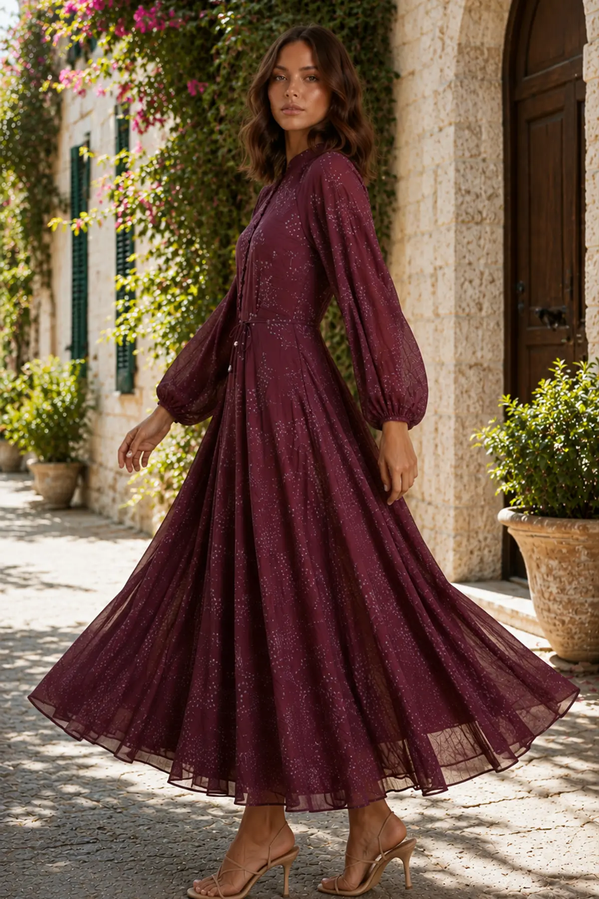 Printed Buttoned Hijab Dress-detail