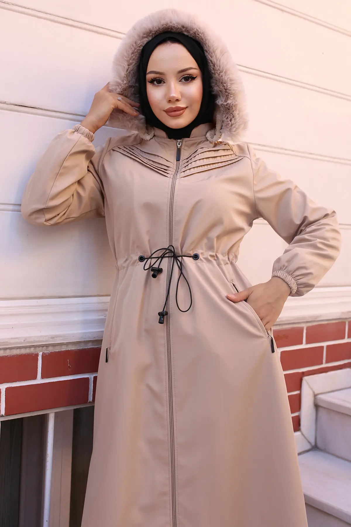 Ribbed Bondite Coat-detail