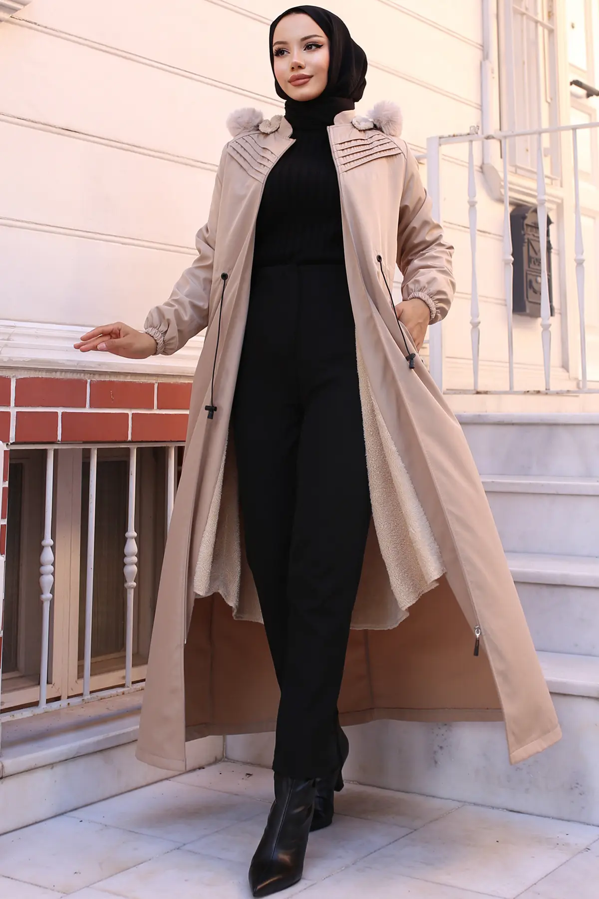 Ribbed Bondite Coat-detail