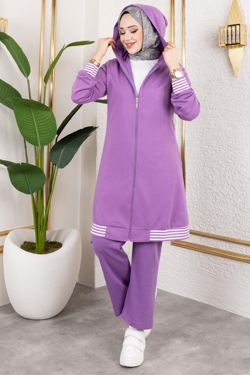 Ribbed Detailed Sports Suit