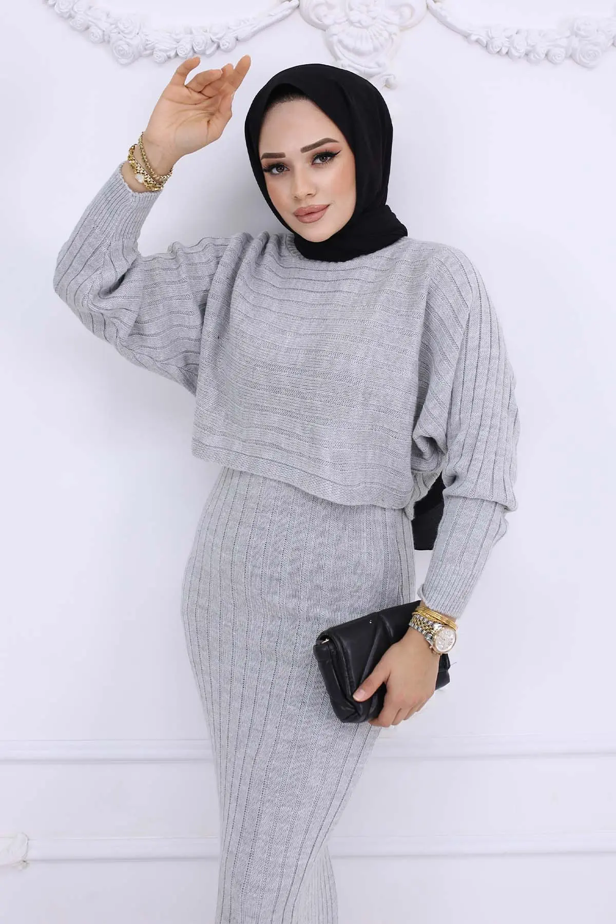 Ribbed Gilet Knitwear Set-detail