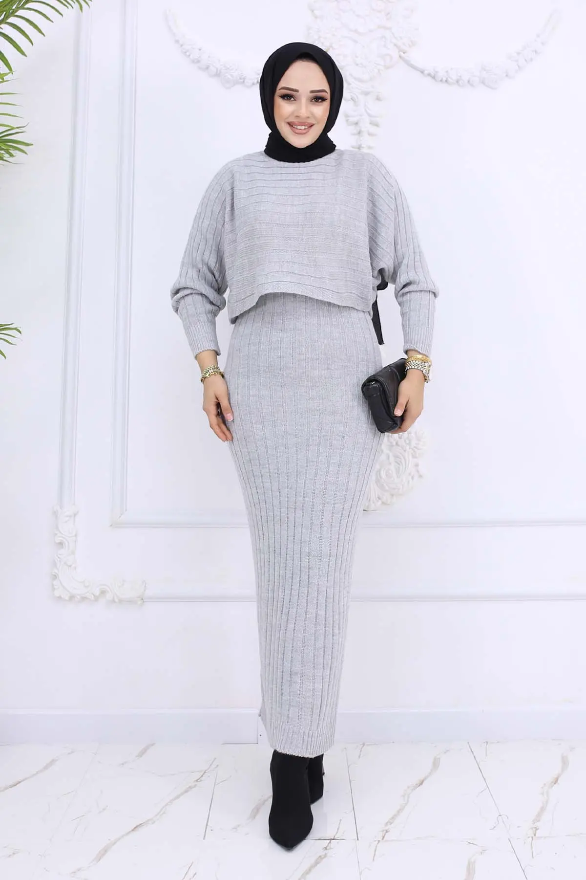 Ribbed Gilet Knitwear Set-detail