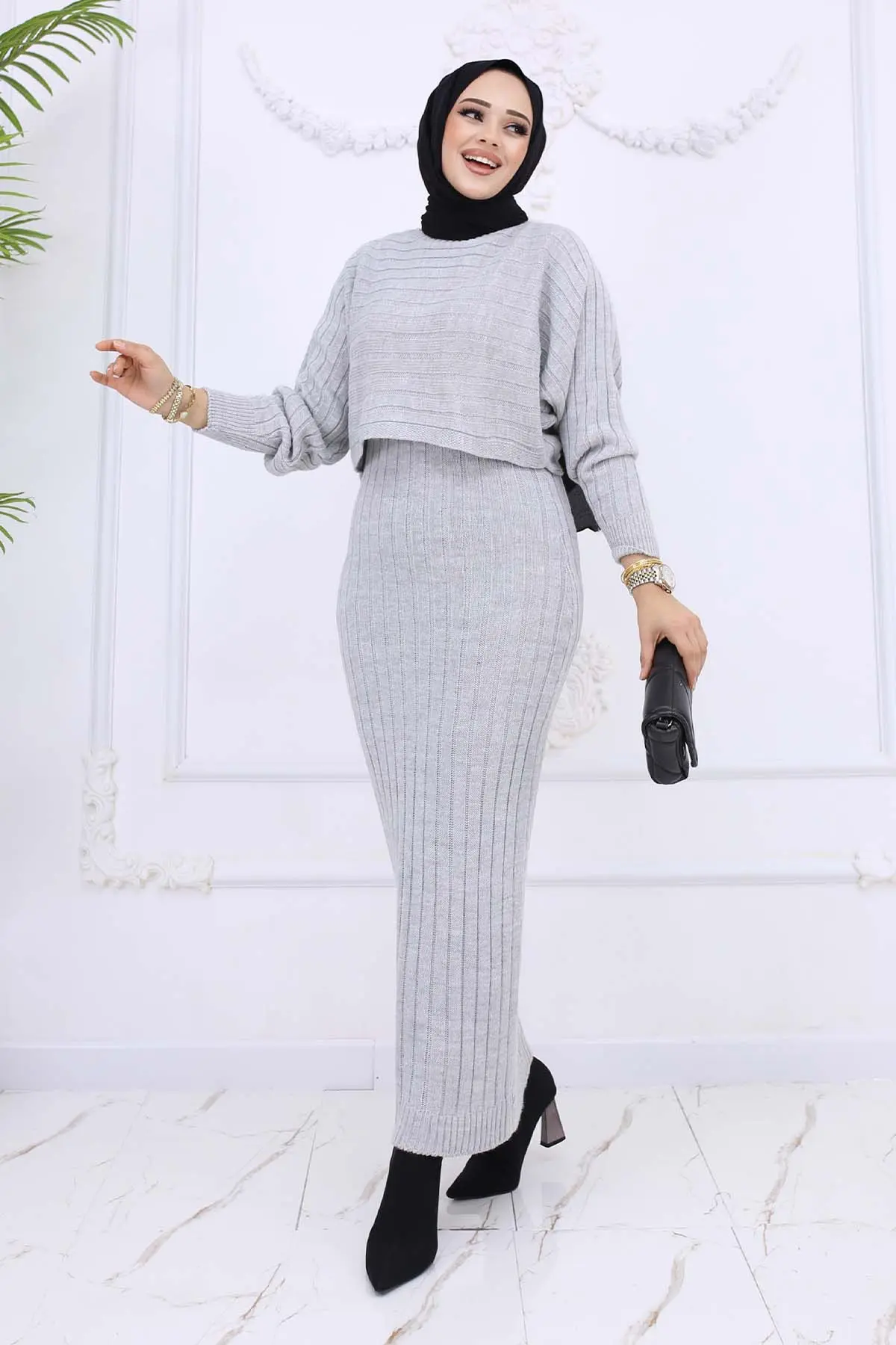 Ribbed Gilet Knitwear Set-detail