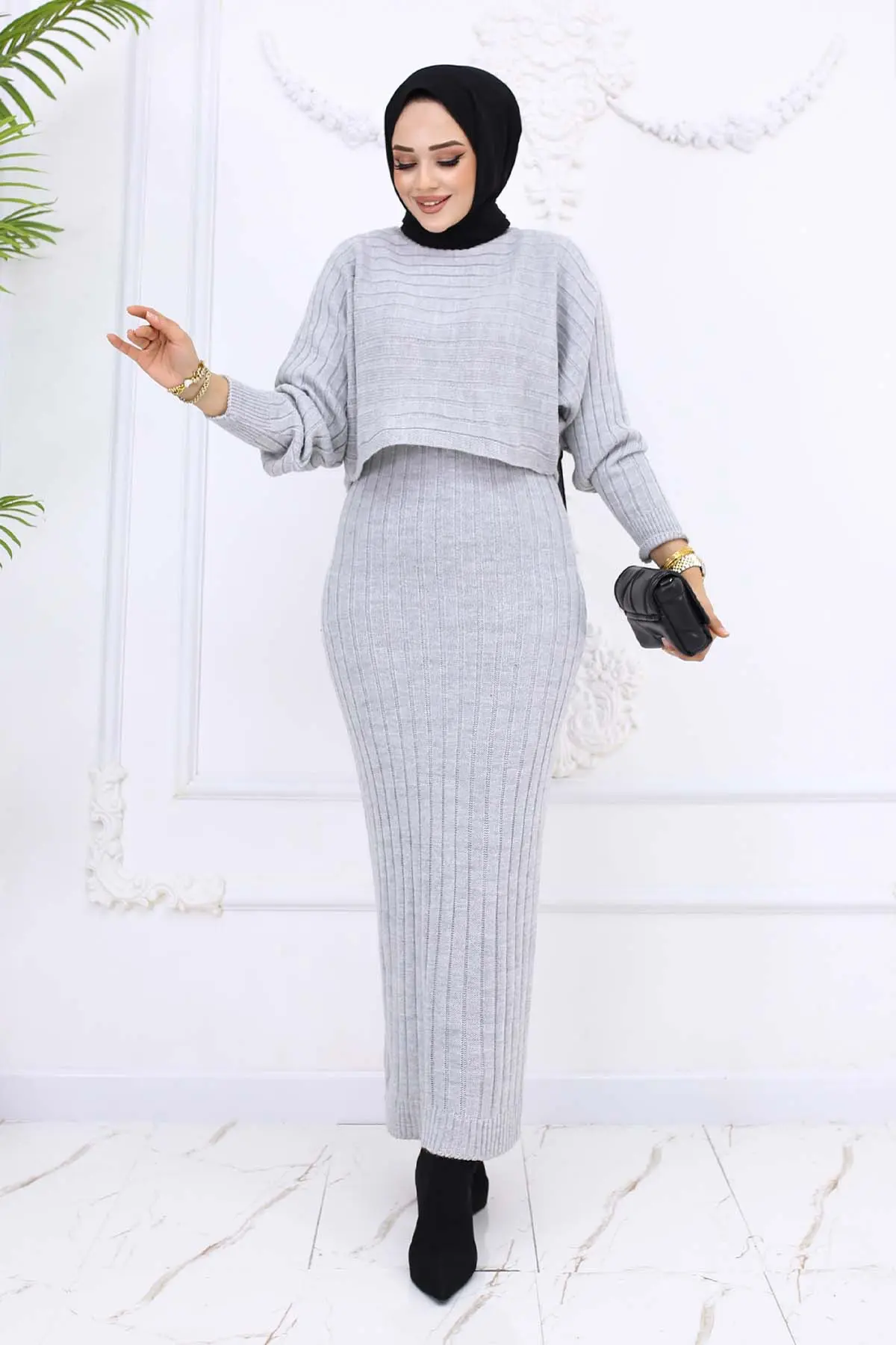 Ribbed Gilet Knitwear Set-detail