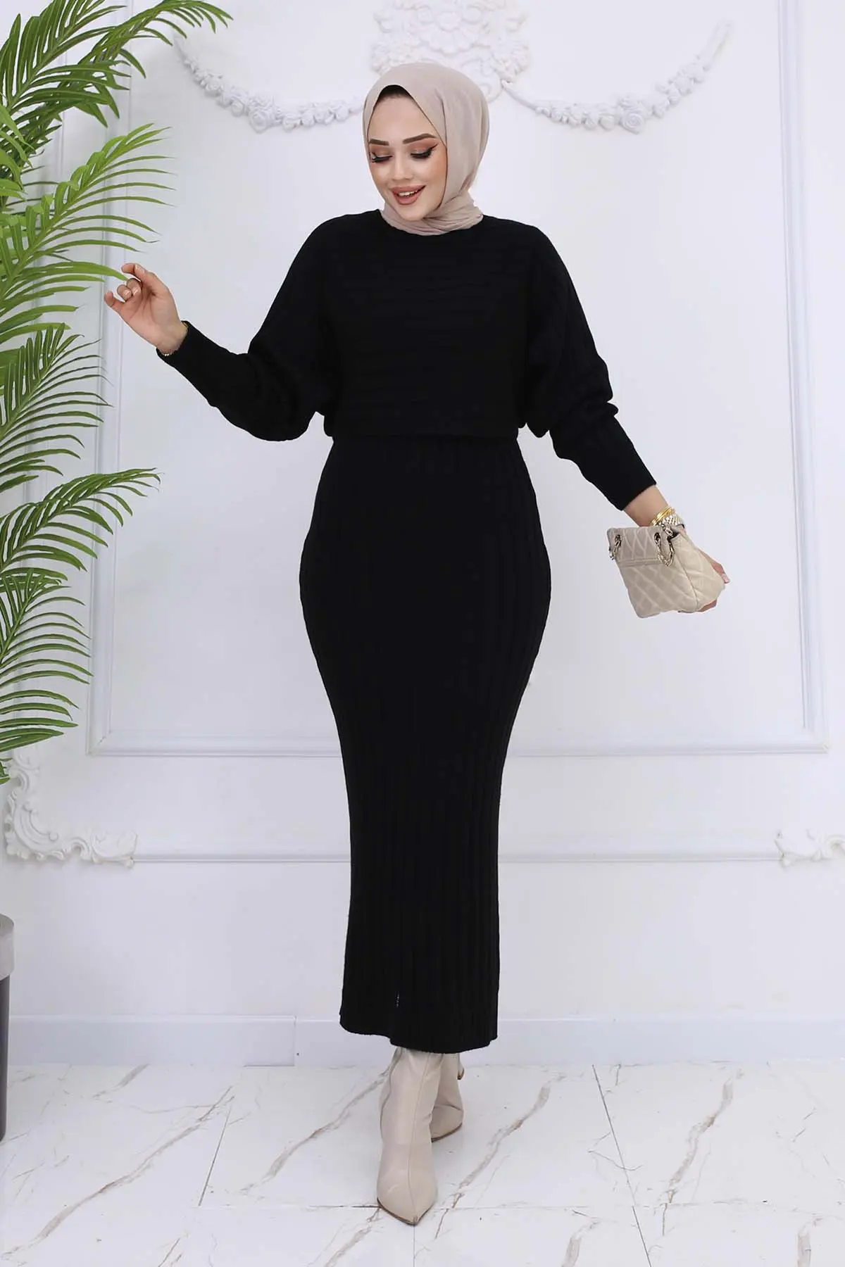 Ribbed Gilet Knitwear Set-detail