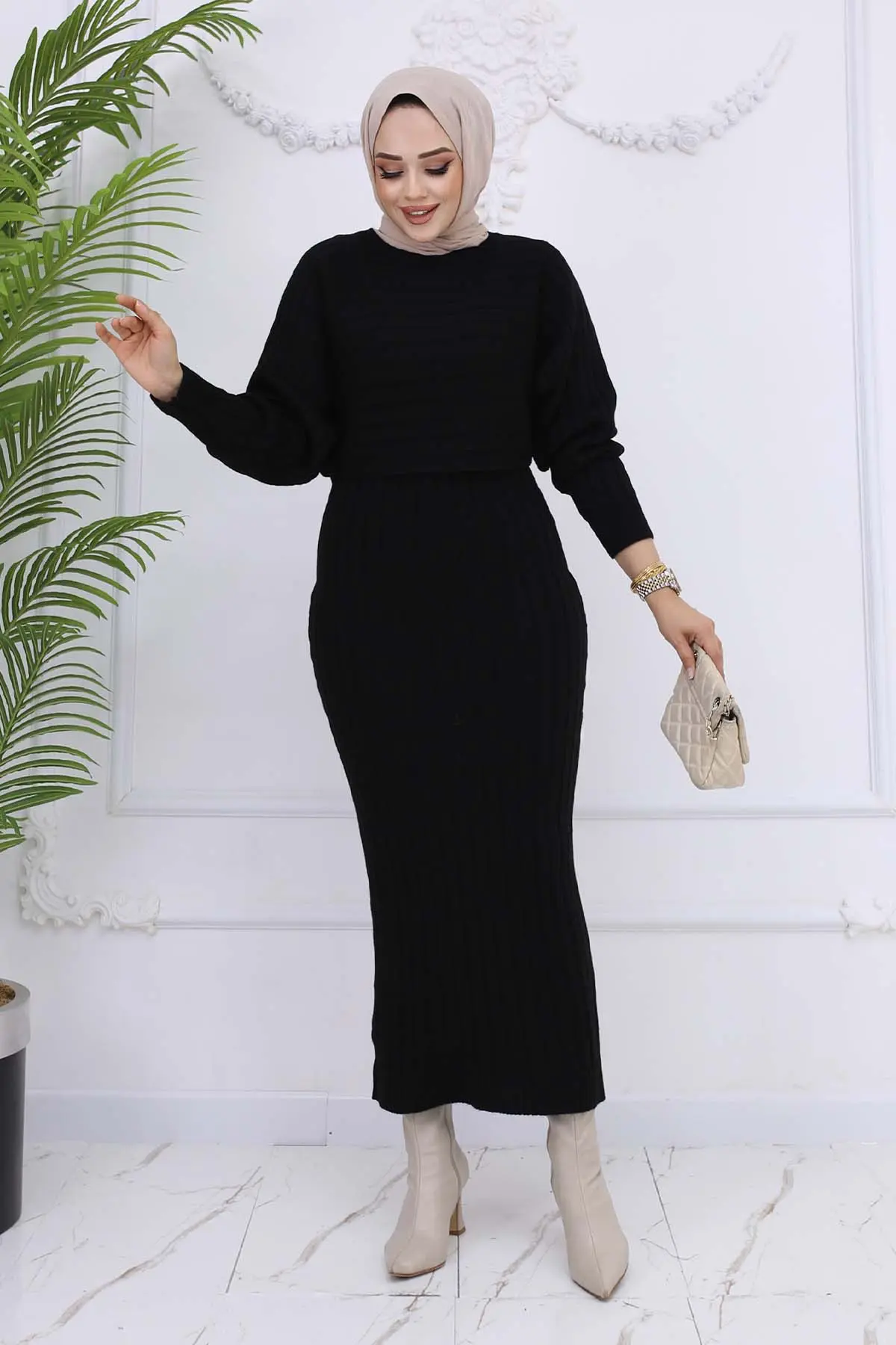 Ribbed Gilet Knitwear Set-detail