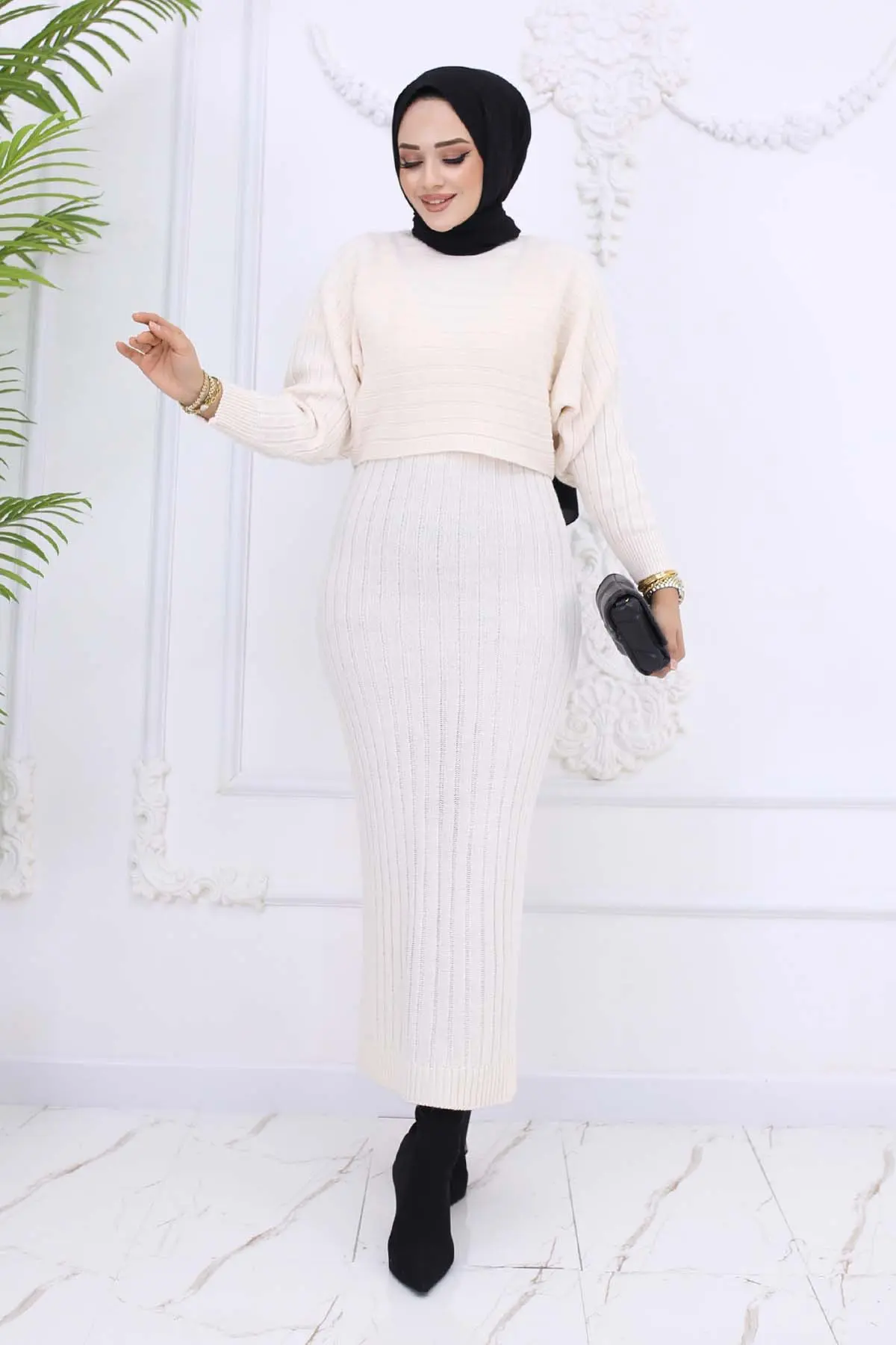 Ribbed Gilet Knitwear Set-detail