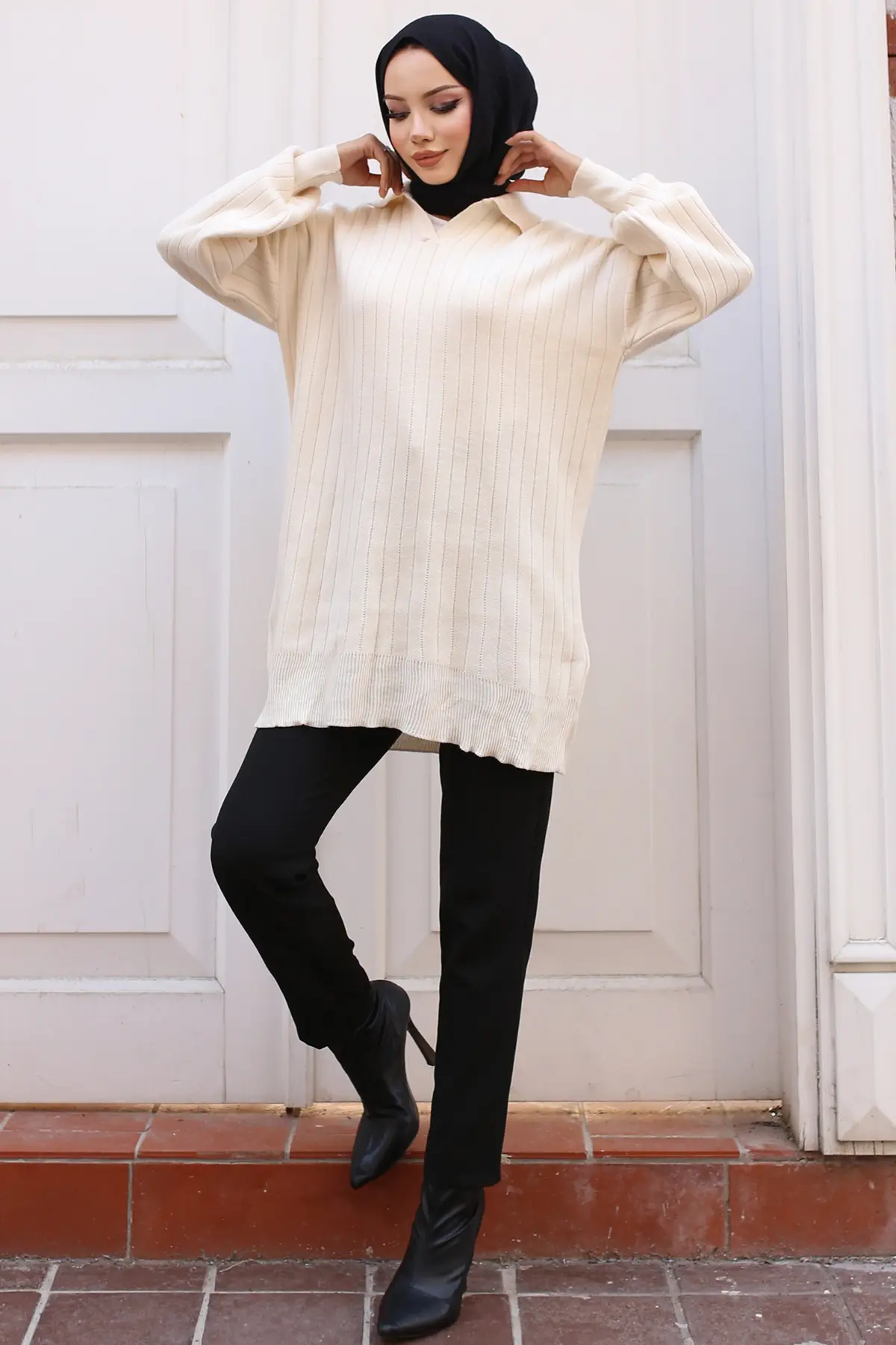 Ribbed Knitwear Tunic-detail
