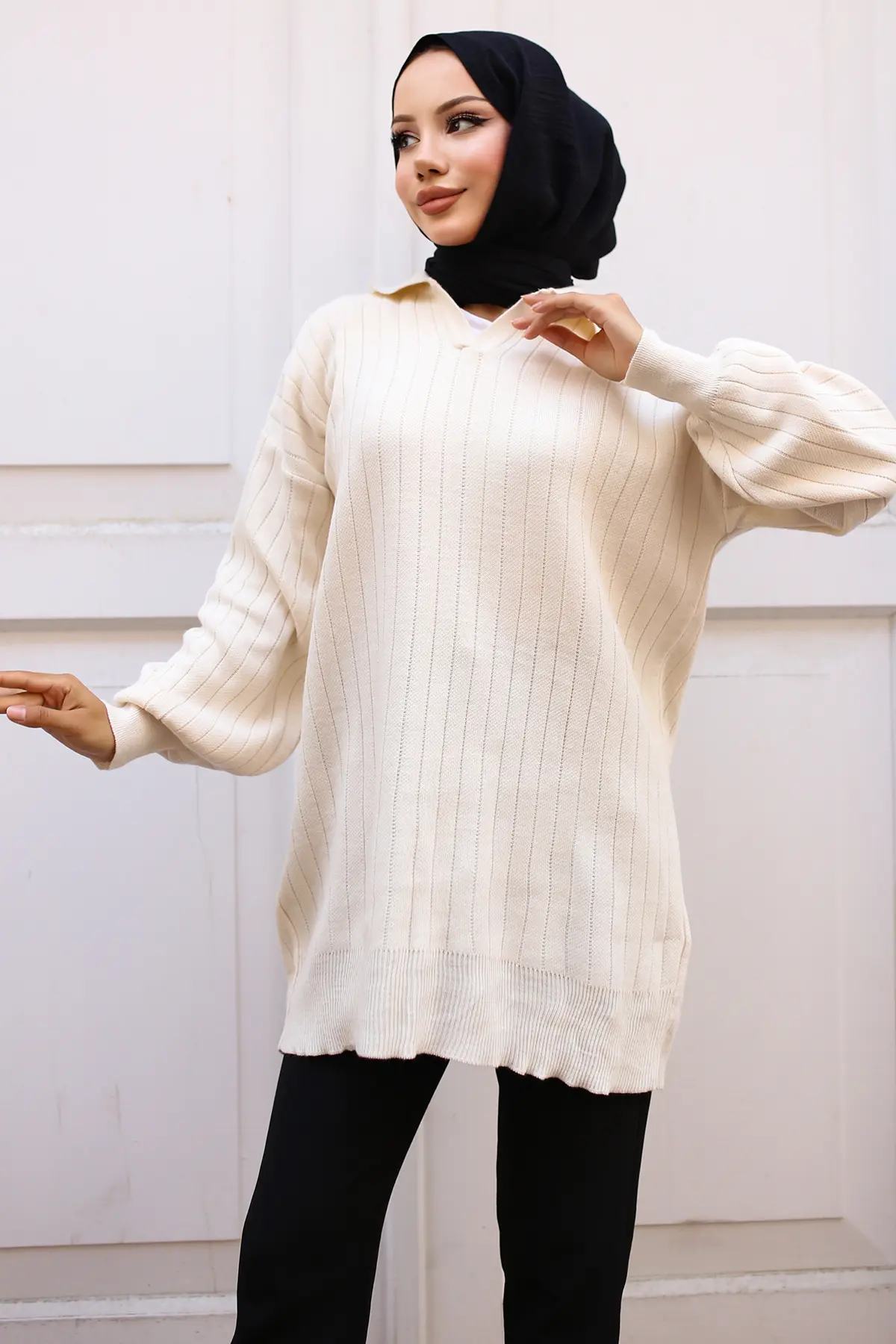 Ribbed Knitwear Tunic-detail