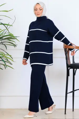 Ribbed Striped Knitwear Suit