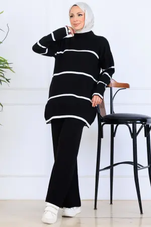 Ribbed Striped Knitwear Suit
