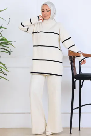 Ribbed Striped Knitwear Suit