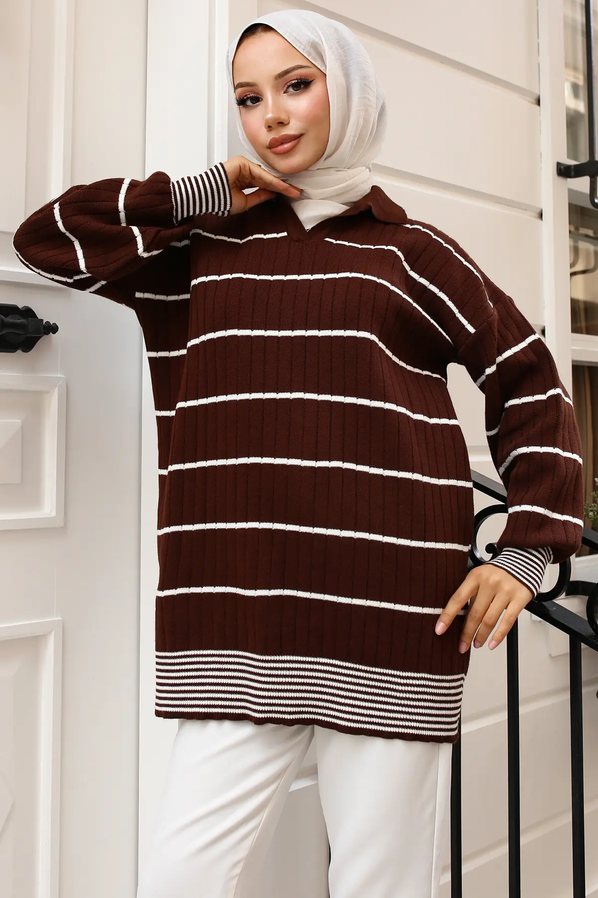 Ribbed Striped Sweater Tunic