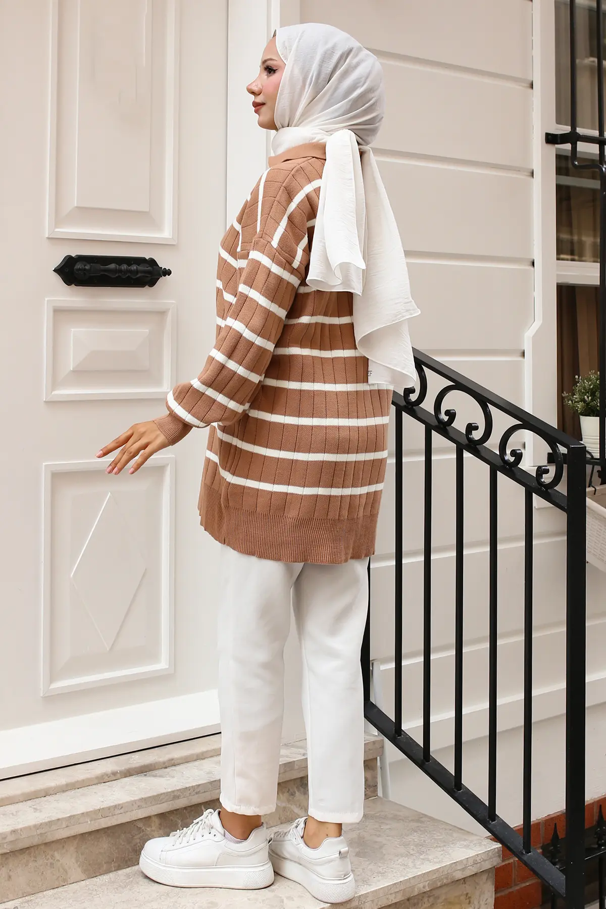 Ribbed Striped Sweater Tunic-detail
