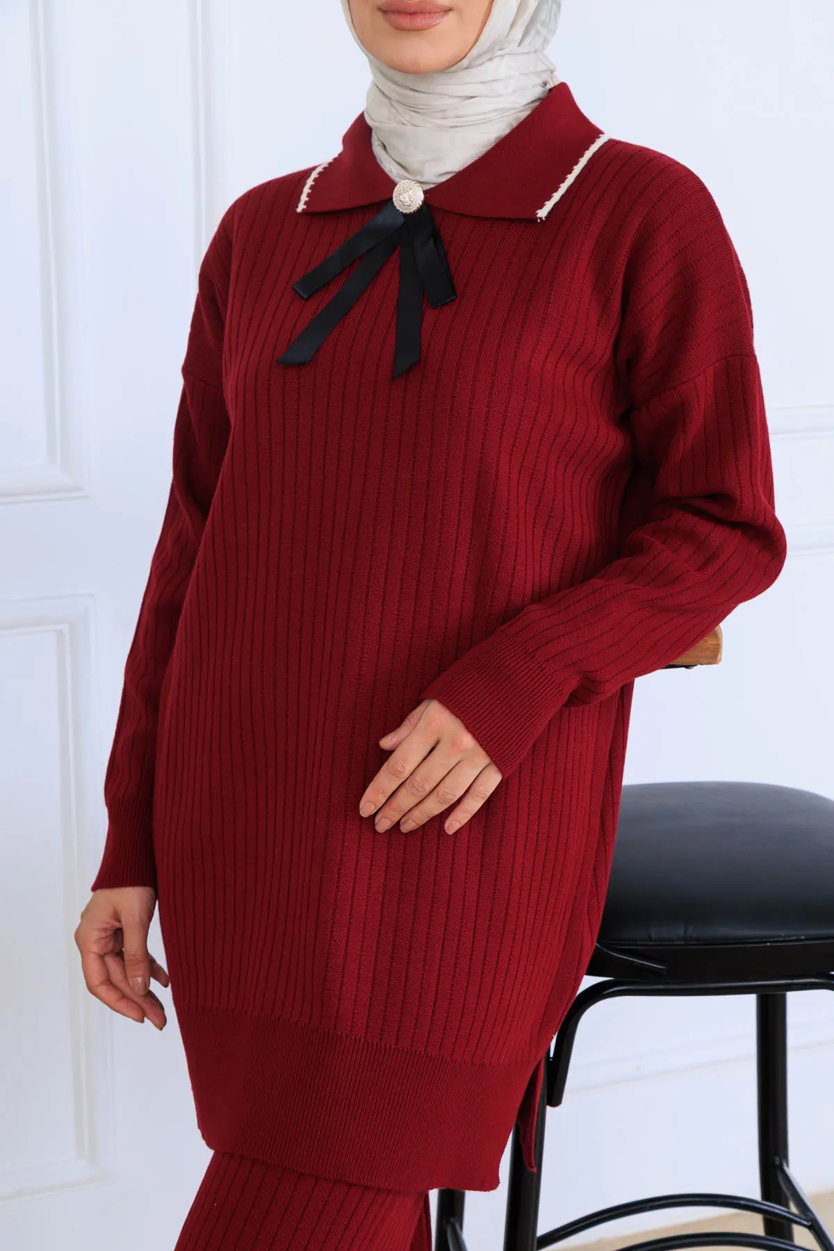 Ribbon Detail Knitwear Set-detail